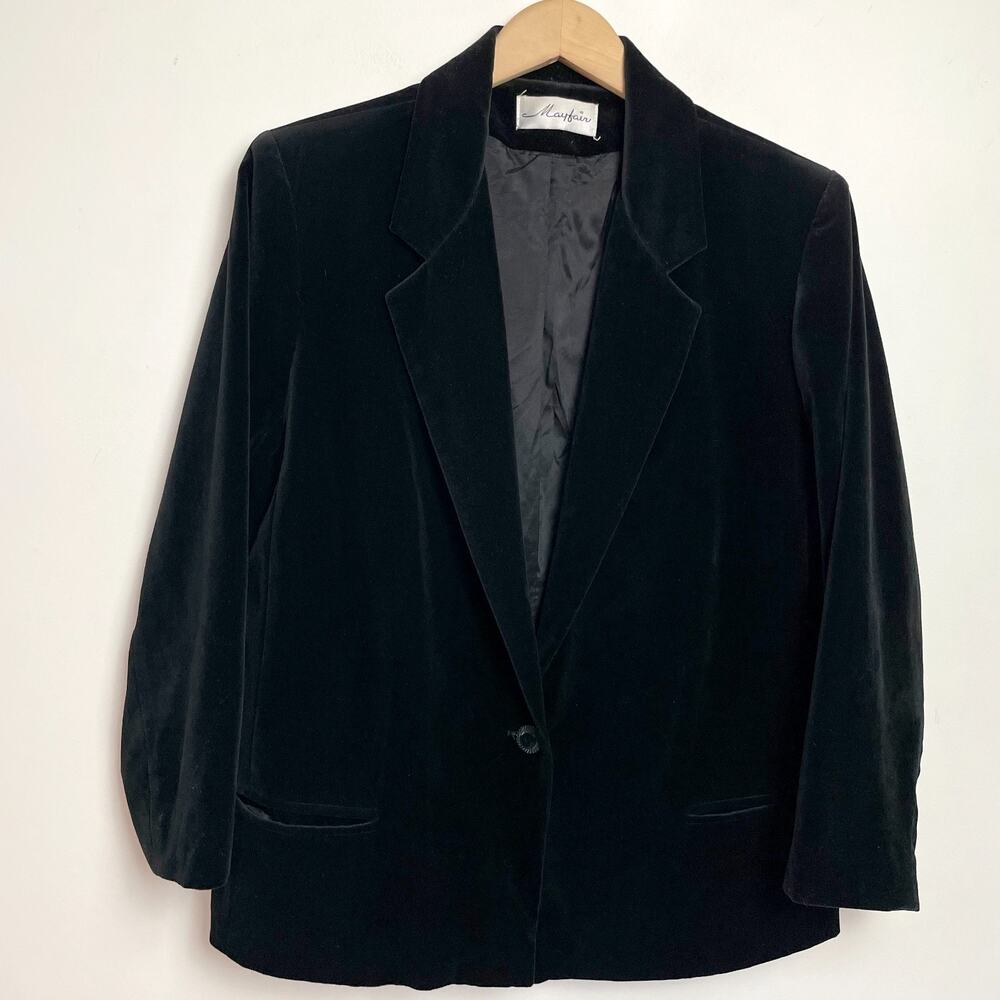 Vintage 90s Velvet Blazer Large Minimalist‎ Quiet Luxury Parisian Evening Wear